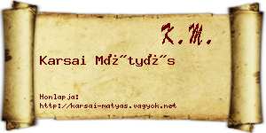 Karsai Mátyás névjegykártya