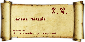Karsai Mátyás névjegykártya